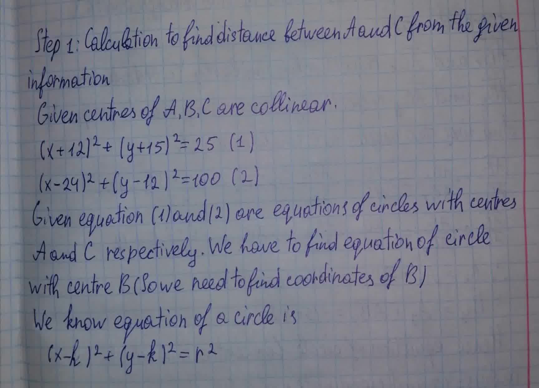 The Equation Of The Outer Circles Are X 12 2 Y 15 2 25 And Plainmath